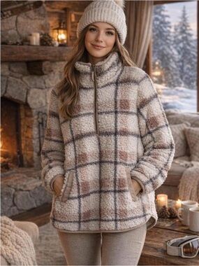 Abercrombie & Fitch Soft A&F Collectiom Teddy Sherpa Pullover Size Medium